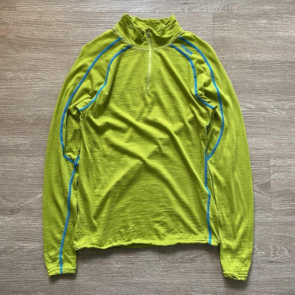 Bergans of Norway 1988 Soleie Half Zip Base Layer Shirt Mens L Green Merino Wool